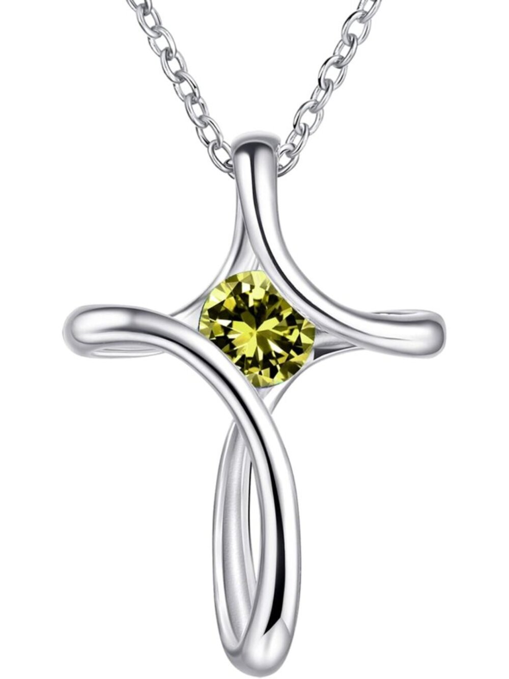 Sterling Silver Birthstone Cross Necklace for Women - Elegant Religious Jewelry